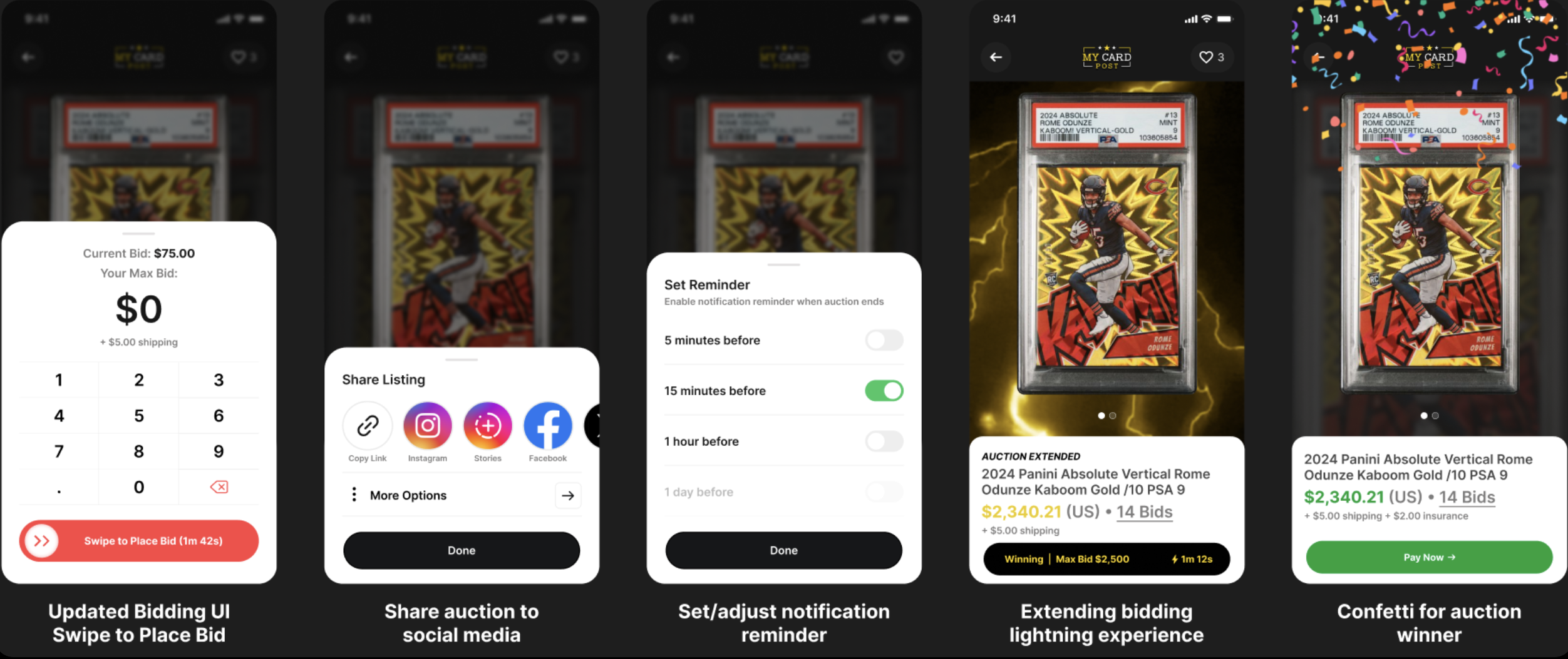New auction bidding experiences aligned with My Card Post's identity