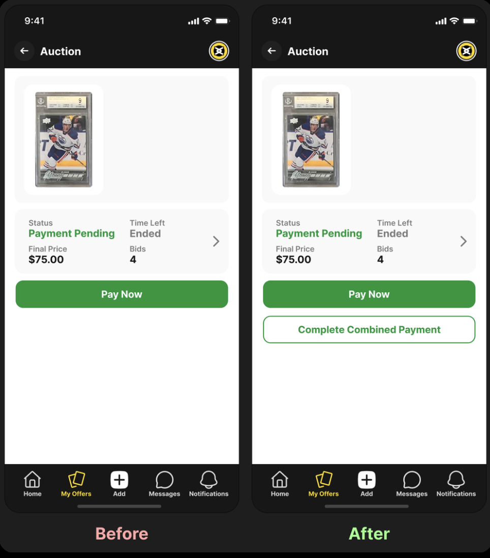 Combined shipping checkout for multiple auction wins