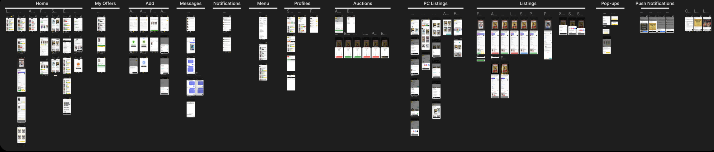 Compacted view of the present master app Figma file