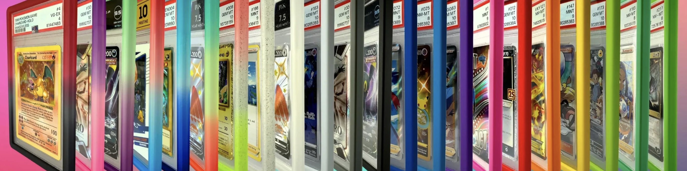 Slab Guards Pokéball-style silicone guards on graded card slabs