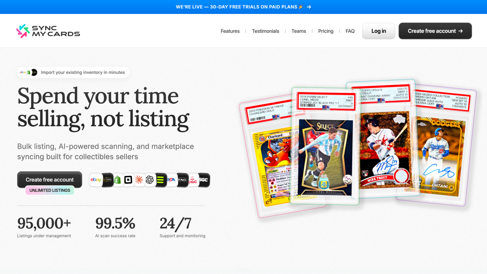 Sync My Cards Landing Page
